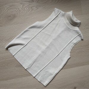 Zara Cream Sleeveless Turtleneck Vest